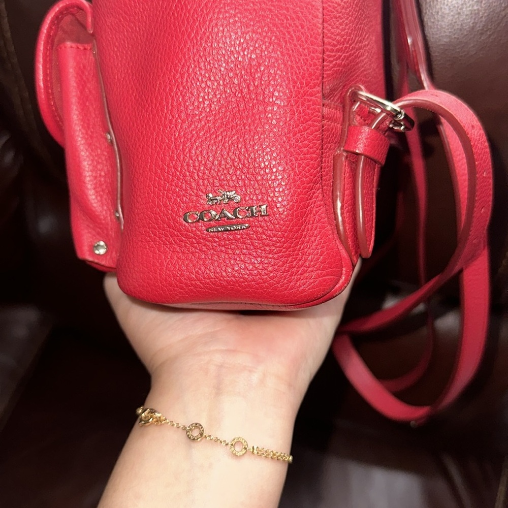 🔥🔥🔥Coach Mini Turnlock Rucksack Red Leather Backpack - Picture 4 of 15
